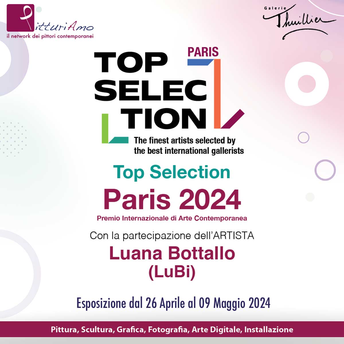 Locandina dell'artista contemporanea Luana Bottallo, in arte LuBi, del Premio Top Selection Paris 2024